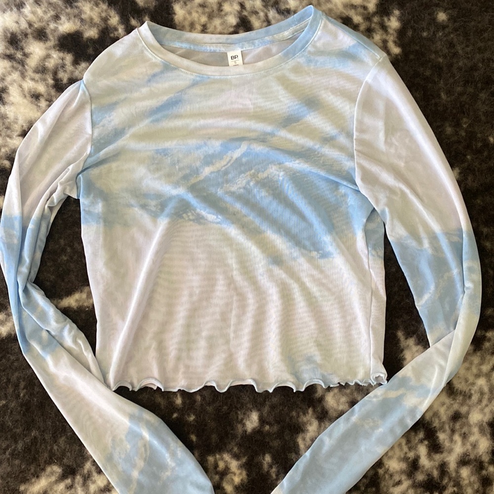 BP Long Sleeve Cropped Sheer Shirt & Design is Clouds